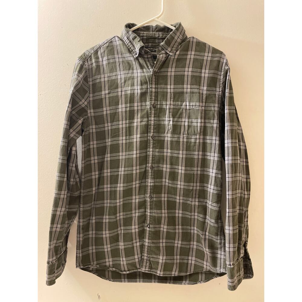 Banana Republic Women's Slim Fit Size Tall Medium Luxe Flannel Plaid‎ Outdoors